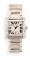 Lady's 18ct white gold and diamond Tank Française Cartier wristwatch, Ref. MG322120