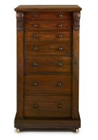 A Victorian mahogany Wellington secretaire chest