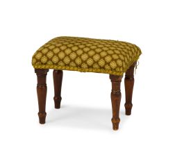 A small upholstered and walnut footstool, late 19th century