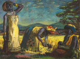 George Milwa Mnyaluza Pemba; Xhosa Women Harvesting Wheat