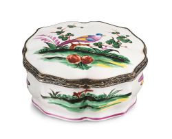 A French metal-mounted faience box and cover, Joseph Hannong, Strasbourg, circa 1770-1775