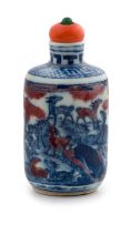 A Chinese blue and white porcelain snuff bottle, late 19th/early 20th century