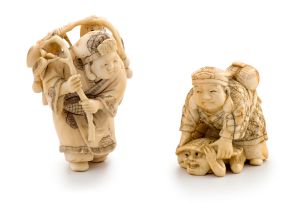 Two Japanese ivory netsuke, late Meiji period (1868-1912)