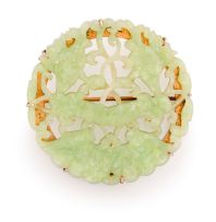 Chinese jade and gold brooch