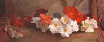 Frans Oerder; Iceland Poppies in a Flat Dish