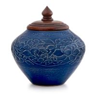 A Chinese blue-glazed carved vase, Qianlong (1735-1796)