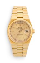 Gentleman’s 18ct gold Oyster Quartz Day-Date Rolex wristwatch, circa 1980, Ref. 19018