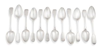 A set of eight Cape silver Fiddle pattern teaspoons, William Moore, mid-19th century