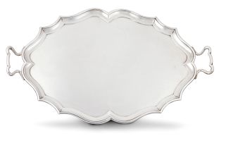 An Edward VII silver two-handled presentation tray, C S Harris & Sons Limited, London, 1907