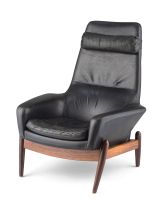 A Dutch rosewood and black-leather Easy Chair, Ib Kofod-Larsen for Bovenkamp, circa 1960