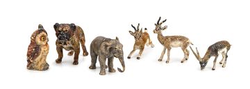 A group of six cold-painted bronze animals, probably Vienna, late 19th/early 20th century