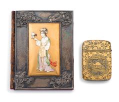 A Japanese silver and Shibayama card case, Meiji period (1868-1912)