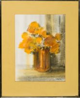 Mel Brigg; Flowers in a Brass Vase