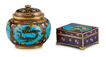 A Japanese cloisonné enamel covered jar, Meiji period (1868-1912)