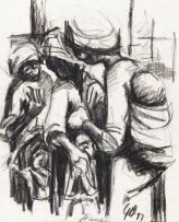 Gamakhulu July Papi Diniso; Three Women and Children, recto; Pencil Sketch, verso