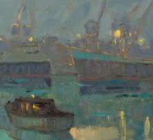 Nils Andersen; Cloudy Harbour Scene
