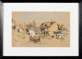 Gregoire Boonzaier; Old Wagon and Cottages, Oudtshoorn
