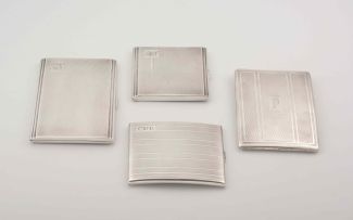 A group of four George V silver cigarette cases, Birmingham, 1928-1936