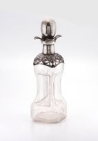 An Edward VII silver-mounted glass decanter and stopper, Henry Clifford Davis, Birmingham, 1906