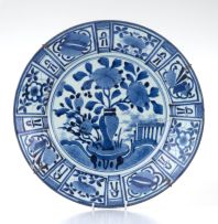 A Japanese blue and white dish, 18th century