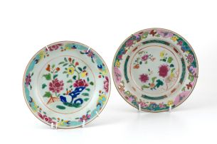 Two Chinese famille-rose saucer dishes, 19th century
