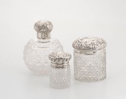 A Victorian silver-mounted glass scent bottle, William Neale, Chester, 1900
