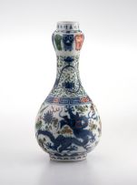 A Chinese doucai bottle vase, Qing Dynasty, 19th century