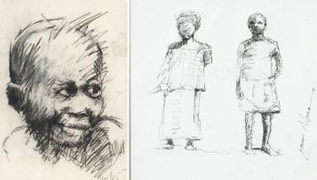 Nelson Makamo; Portrait of a Child; and Two Figures, two