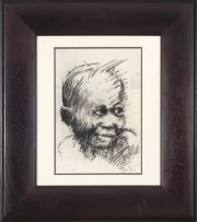 Nelson Makamo; Portrait of a Child; and Two Figures, two