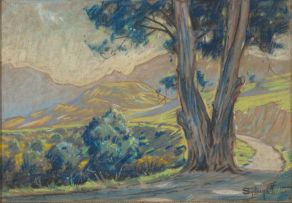 Sydney Carter; Landscape with Gum Tree and Winding Road