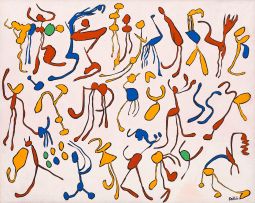 Walter Battiss; Dancing Figures, recto; Figure and Fruit, verso