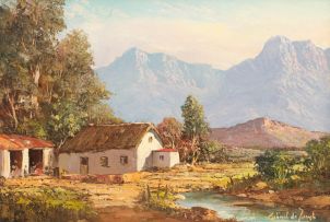 Gabriel de Jongh; Cottage and Mountains