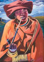 Lizo Pemba; Xhosa woman smoking a pipe