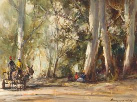 Christiaan Nice; Donkey Cart Among Trees