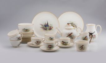 A Royal Worcester ornithological part tea service, painted by William Powell, 1931