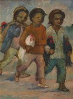 Amos Langdown; Children with Chickens