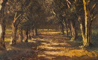 Tinus de Jongh; Trees Lining Pathway