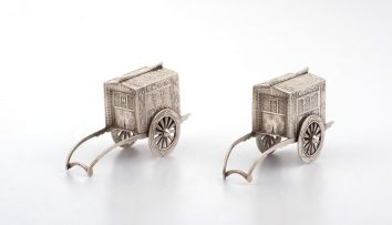 A pair of silver salt and pepper shakers, possibly Japanese, circa 1930, Sterling