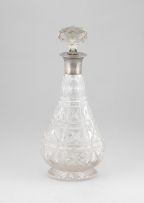 A George V silver-mounted glass decanter and stopper, Mappin & Webb Ltd, London, 1927