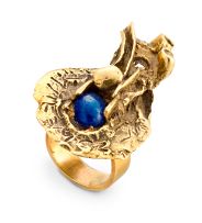 Sapphire and gold ring, Igael Tumarkin, Israel, 1970s
