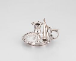 A William IV silver chamberstick and snuffer, Creswick & Co, Sheffield, 1832