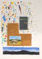 Simon Stone; Gemsbok, Calculator and Bird in an Abstract Landscape
