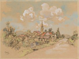 Gregoire Boonzaier; Town Scene and Church Tower