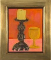 Nico Verboom; Still Life with Candle and Wine Glass