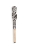 A Colonial Indian silver and ivory parasol handle, 19th century