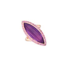 Amethyst, pink sapphire and rose gold dress ring