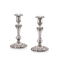 A George III pair of silver candlesticks, James Kirkby & Co, Sheffield, 1816