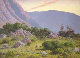 Jan Ernst Abraham Volschenk; The Glories of Morn over Mountain, Rocks and Aloes Spread