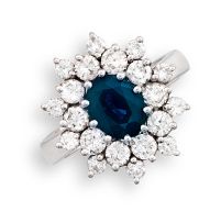 Sapphire and diamond dress ring