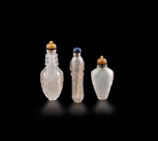 Three Chinese crystal snuff bottles, Qing Dynasty, late 19th/early 20th century